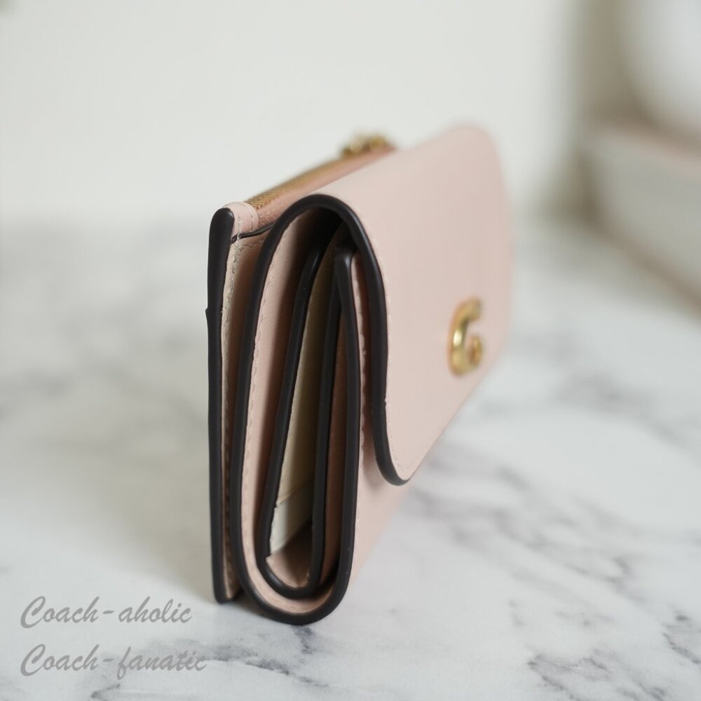 Coach CBF60 Essential Card Holder Wallet In Colorblock Brass/Cream Multi NWT - Picture 7 of 13